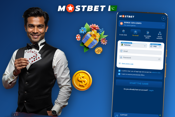 Mostbet registration form with promo code field highlighted and BETBONUS125 bonus entered