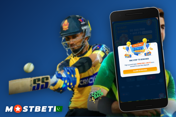 Mostbet welcome bonus infographic showing a 125% multiplier on PKR deposits